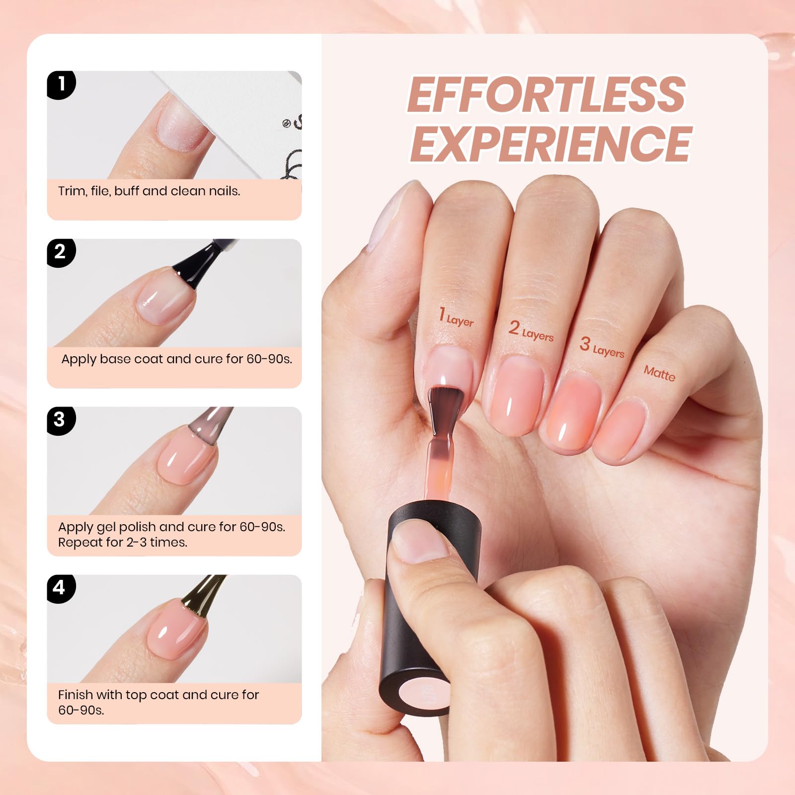 Beetles Jelly Gel: muestra marrón translúcido para looks discretos.
