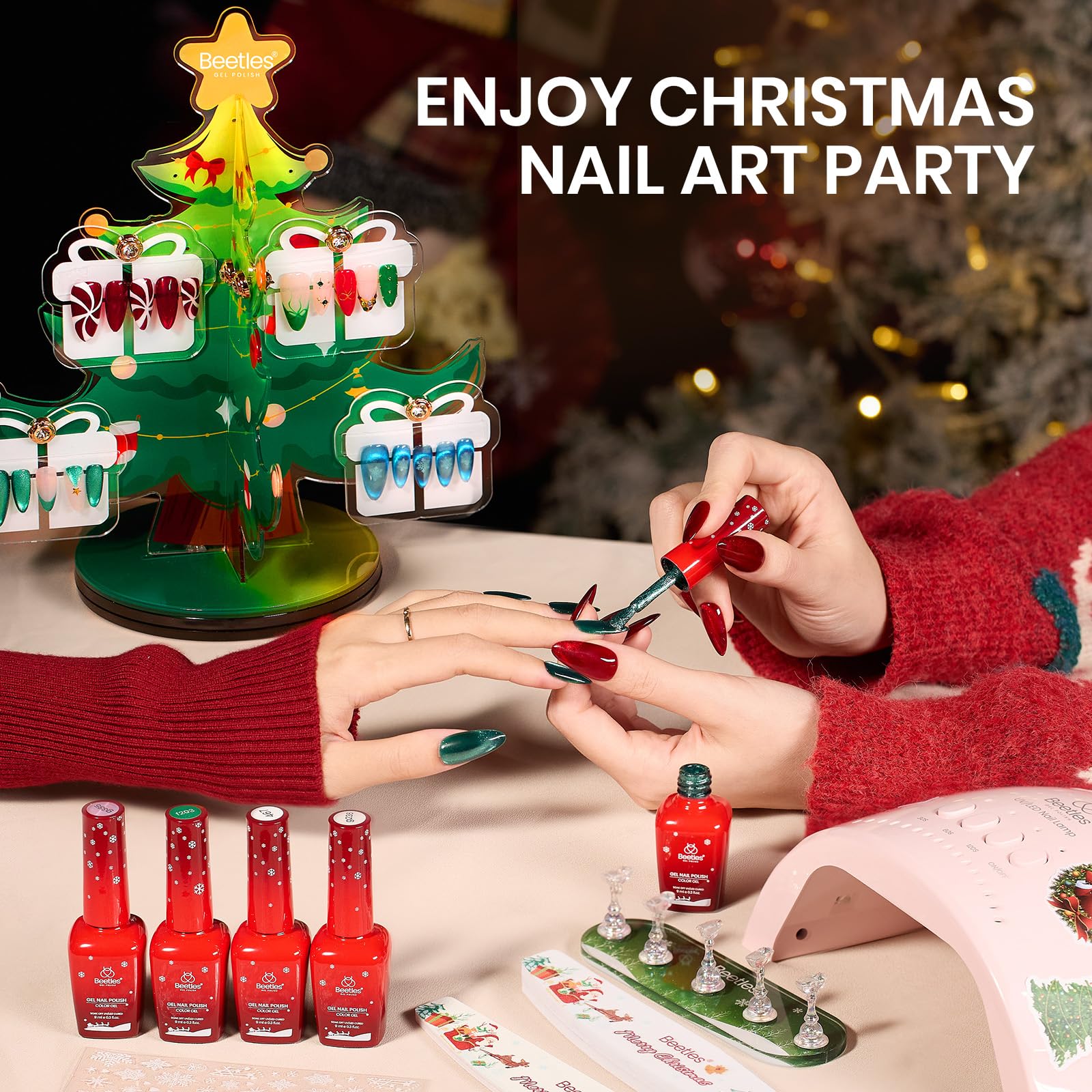 Beetles Gel Polish kit con soporte para exhibir uñas y tips