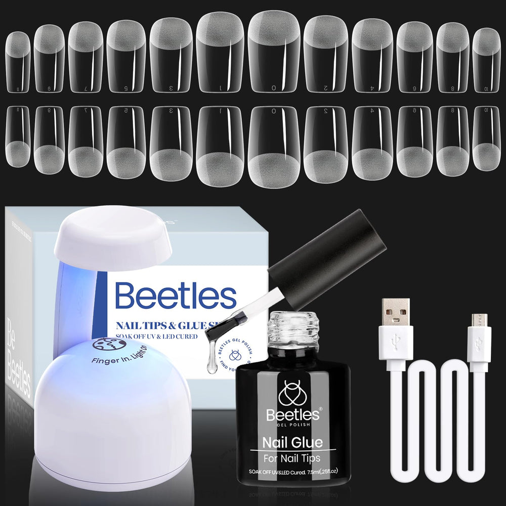 Beetles Kit de uñas Gel con 504 puntas para extensión y manicura casera en casa.
