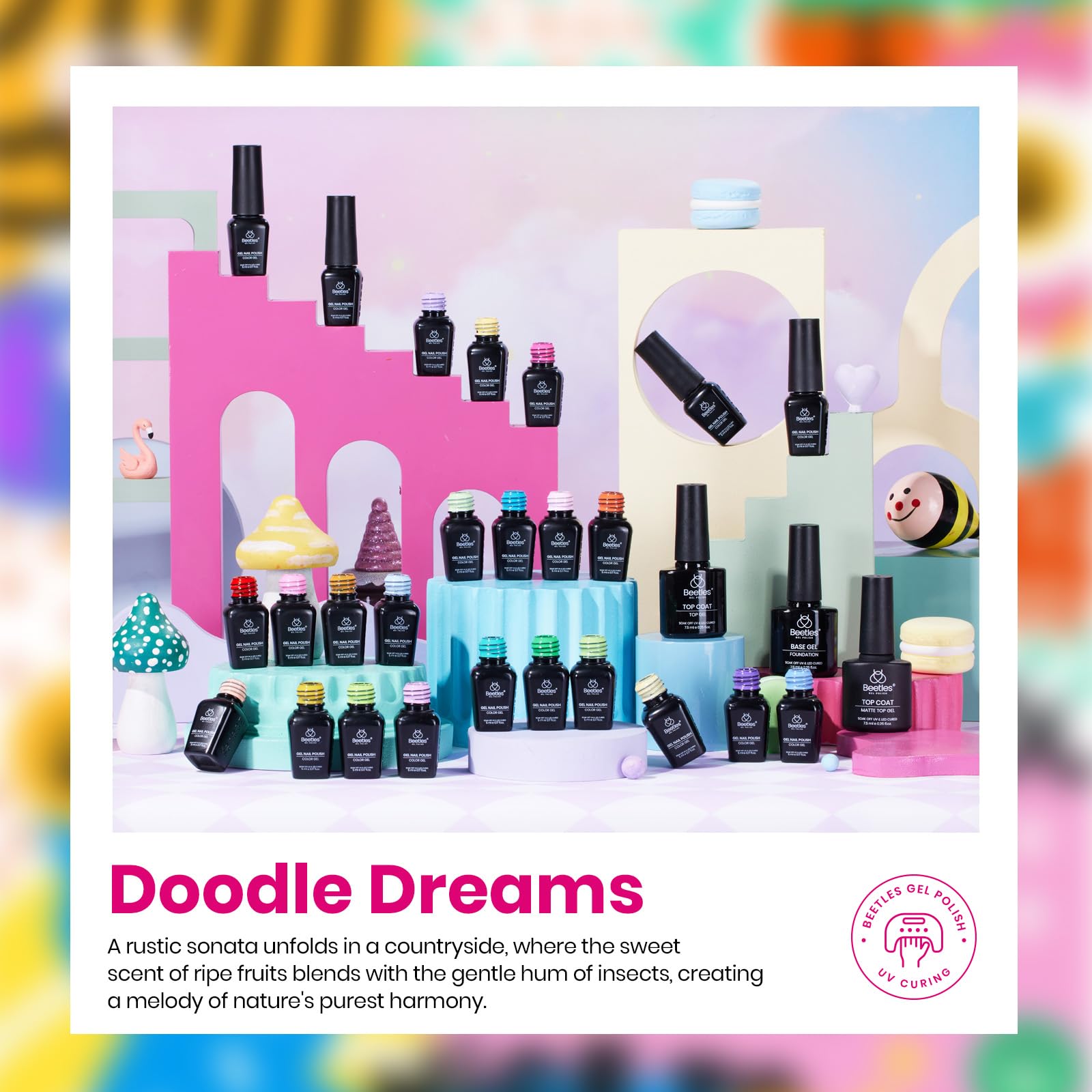 Beetles Lima Buffer Doodle Dreams, preparación suave para manicura impecable.