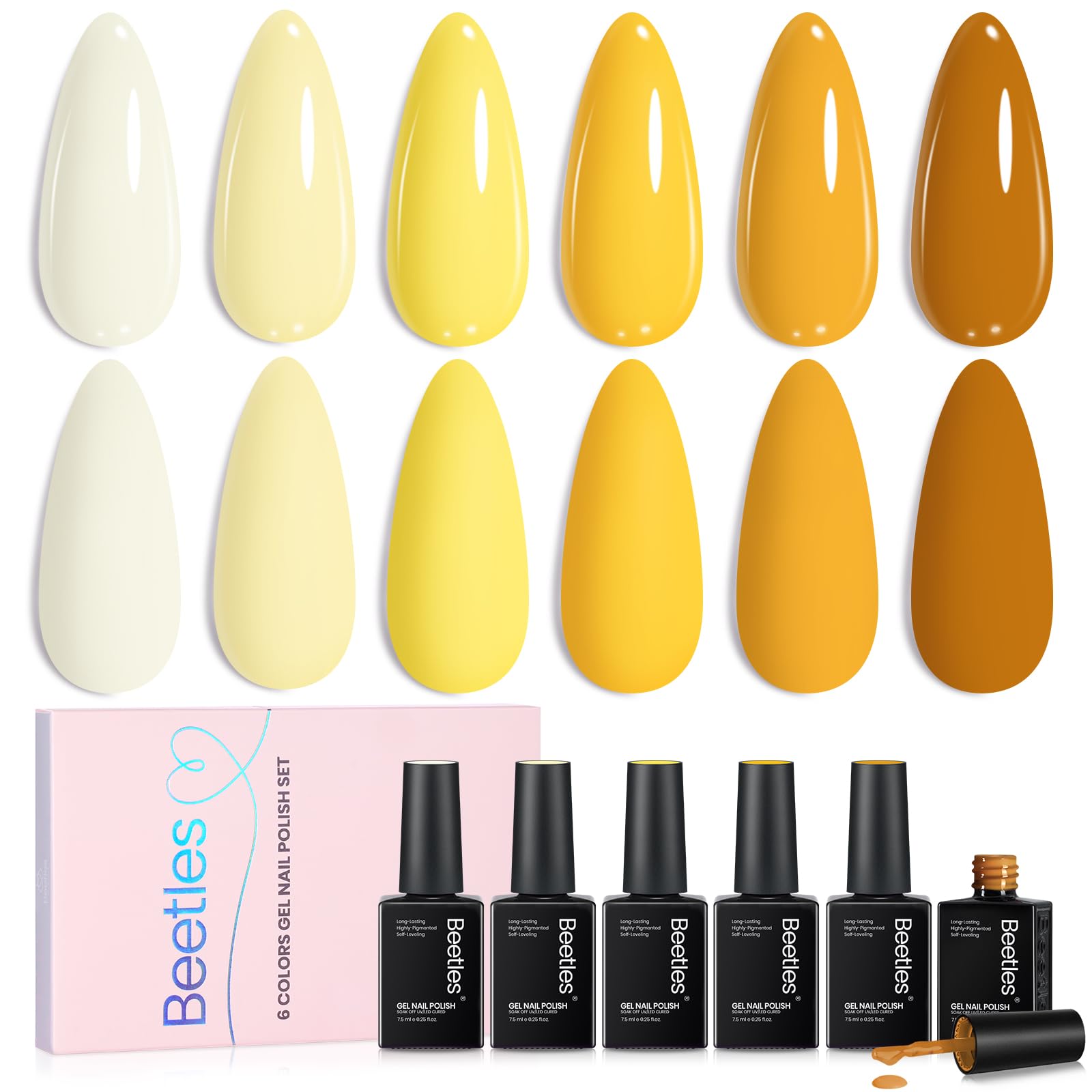 Beetles Limon Susurro: esmalte gel amarillo pastel para uñas brillantes
