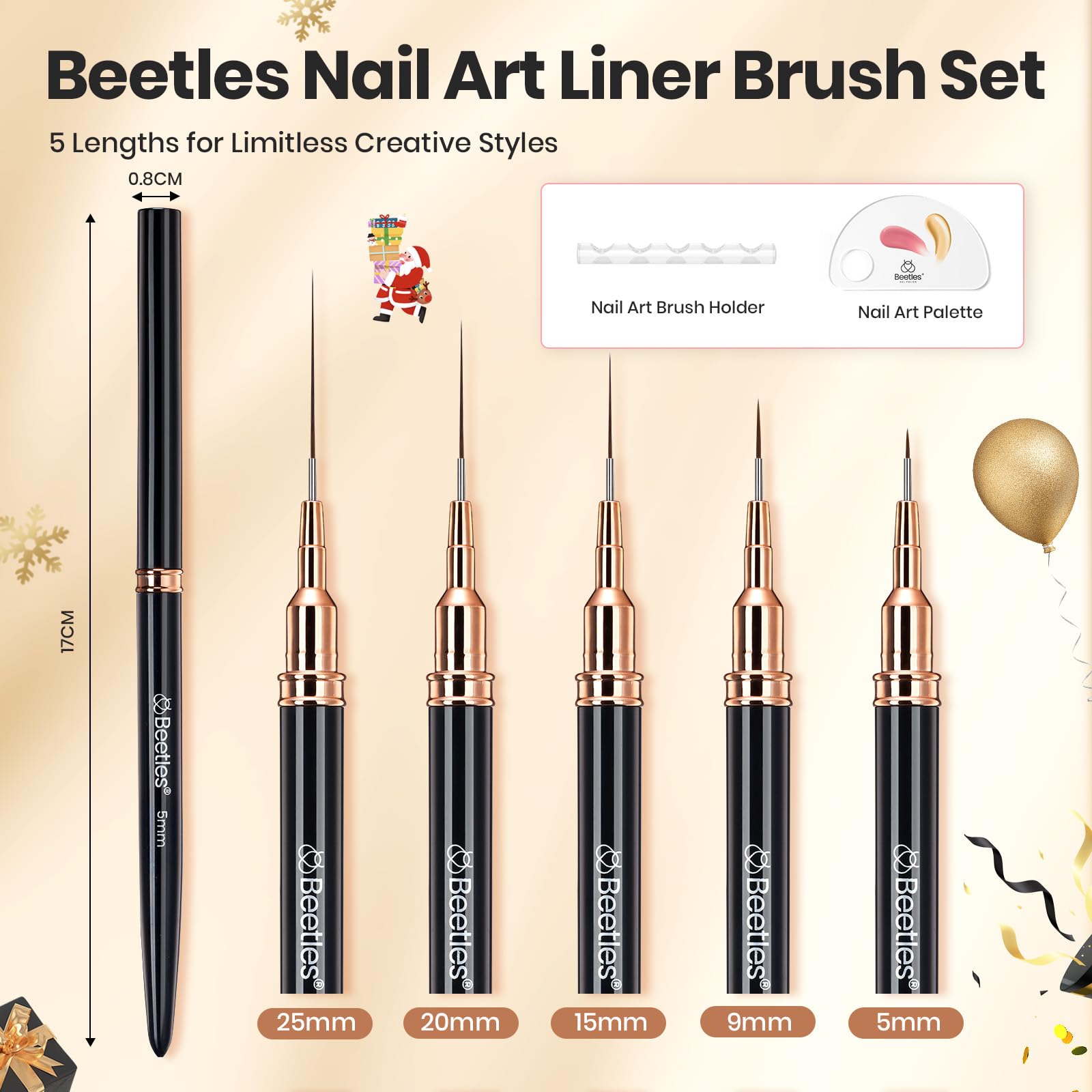 Beetles Liner Pinceles 9 mm para líneas largas y detalladas