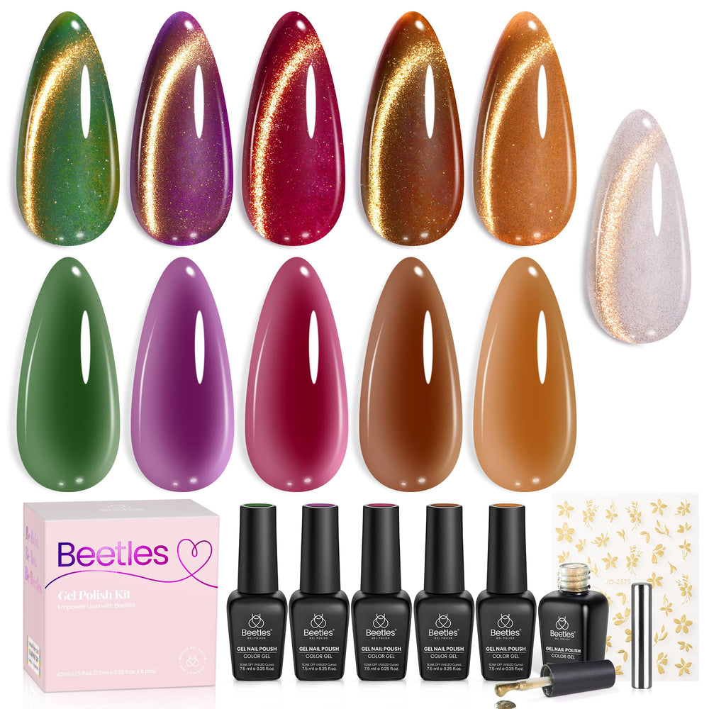 Beetles Gel Polish set de ojos gato, 6 colores para uñas con efecto elegante.