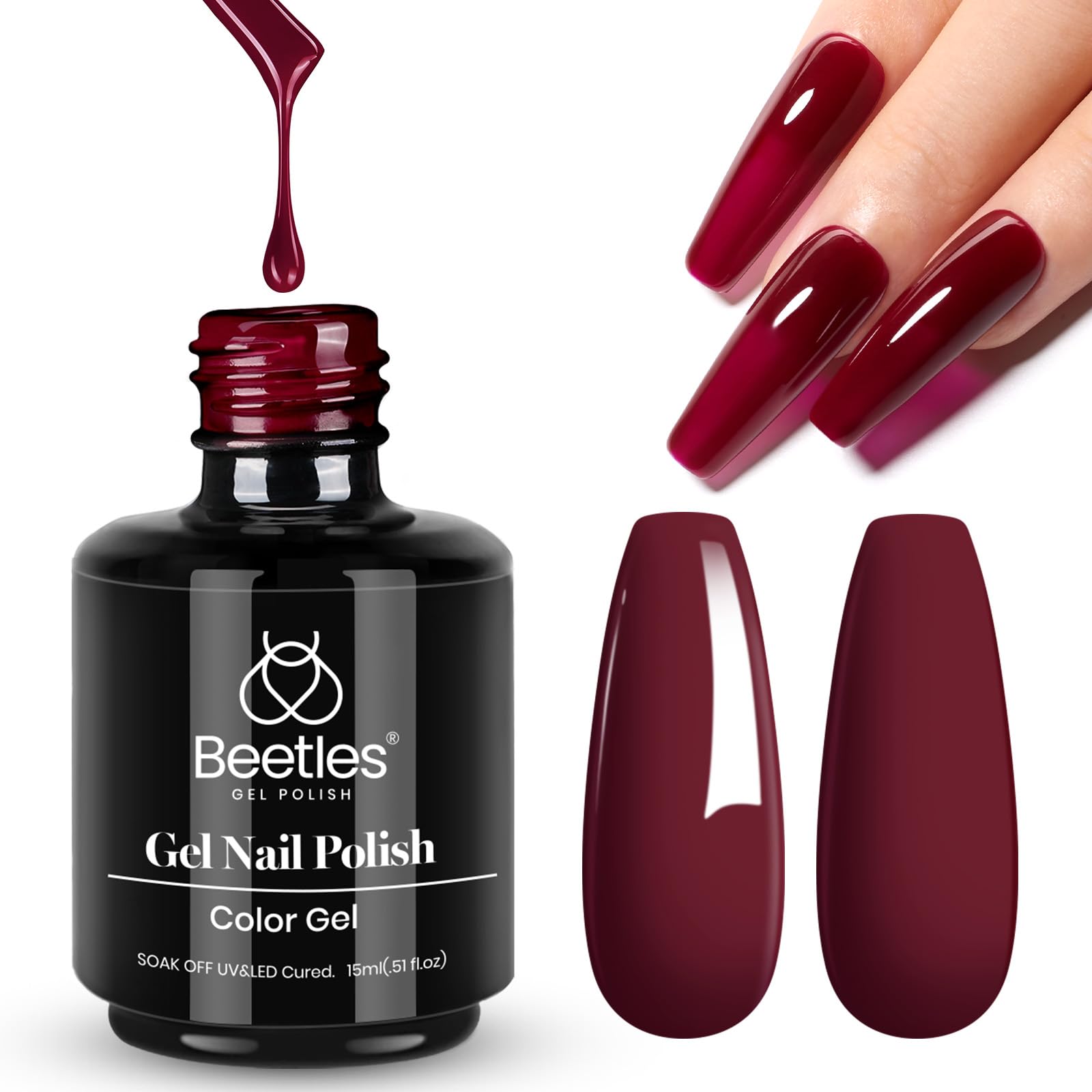 Manicura Beetles Rojo Vino Profundo paso a paso