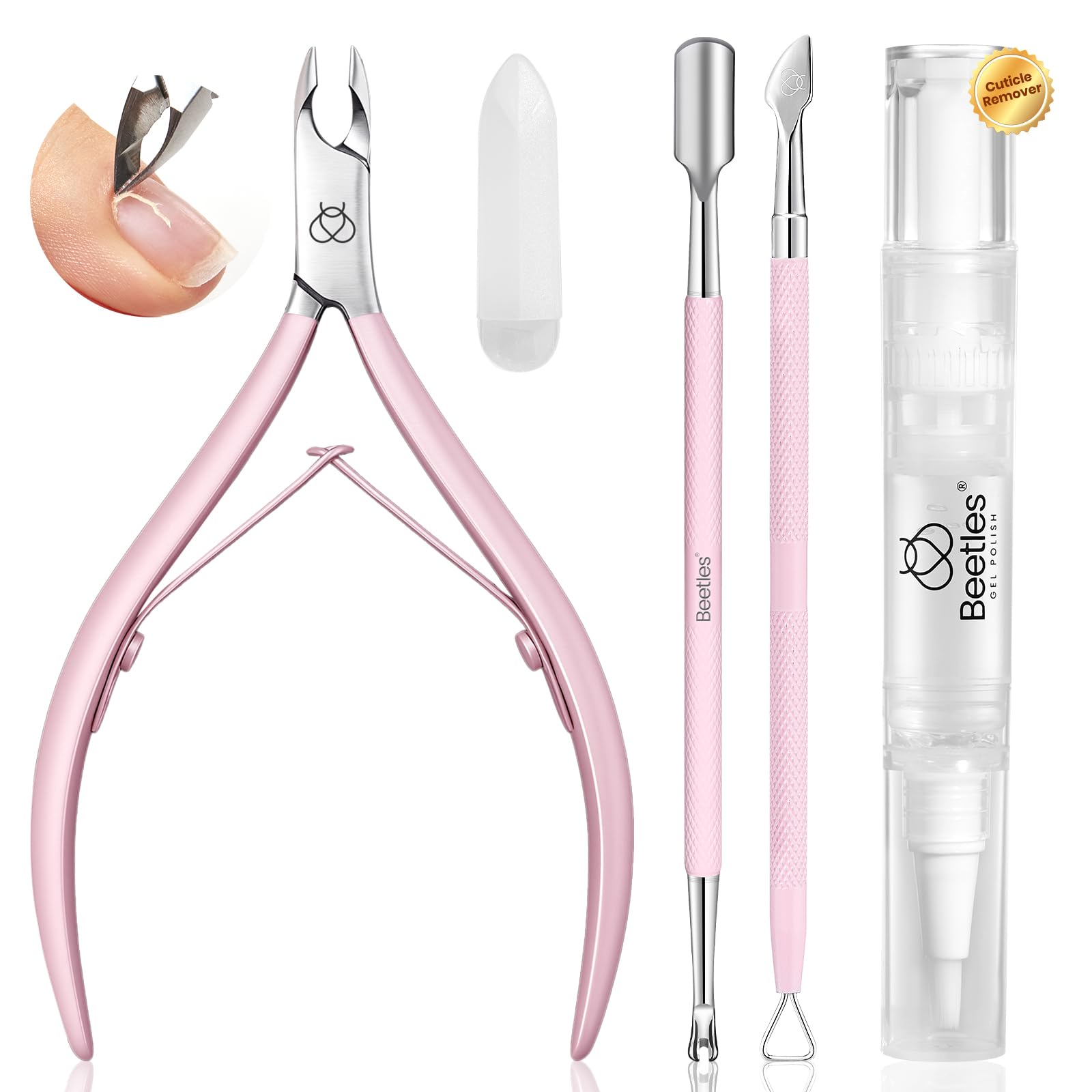 Beetles kit de manicura con removedor de cutículas para preparación precisa de uñas