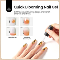 Beetles marble nails created with blooming gel