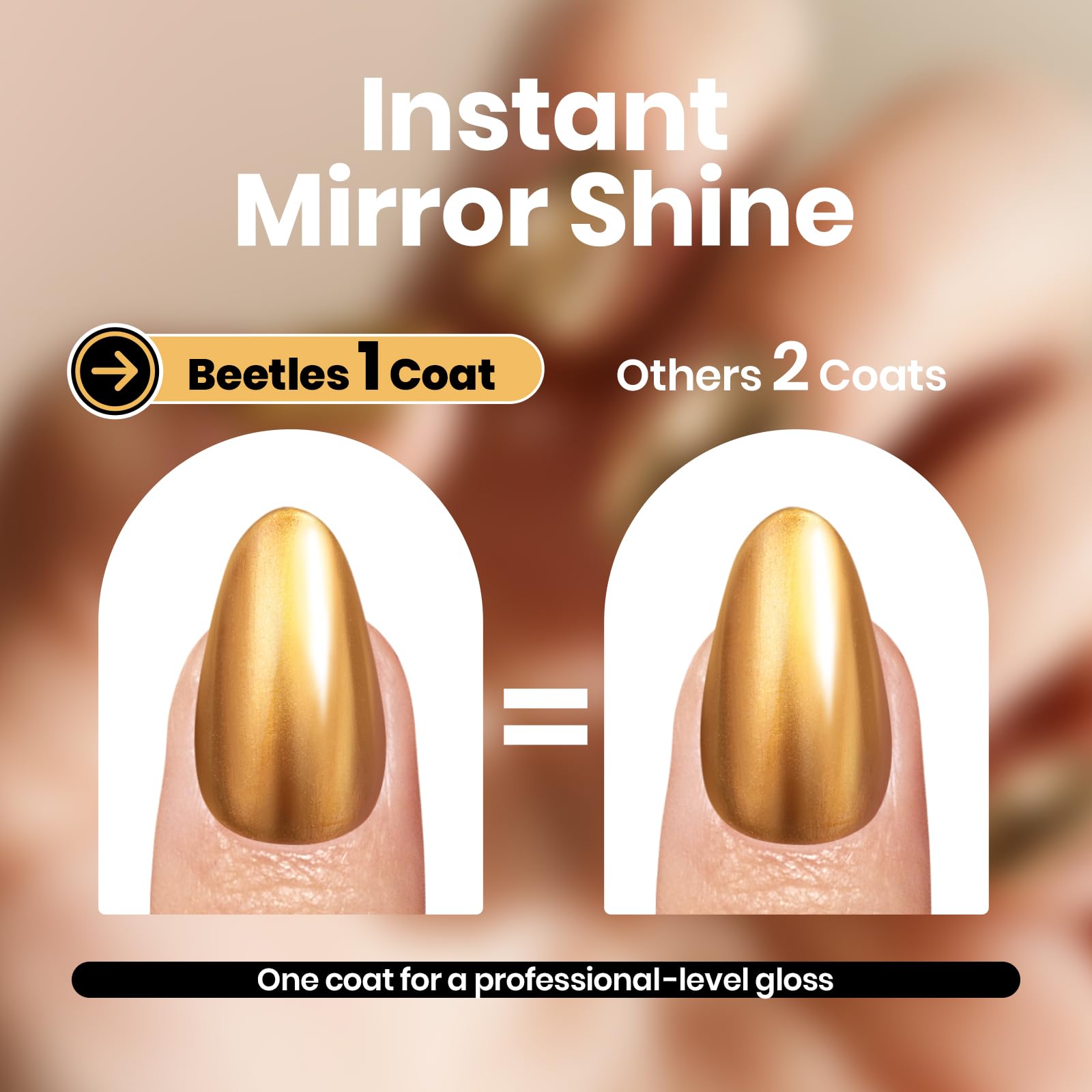 Beetles Mirror Gold, acabado cromado duradero que realza el brillo.