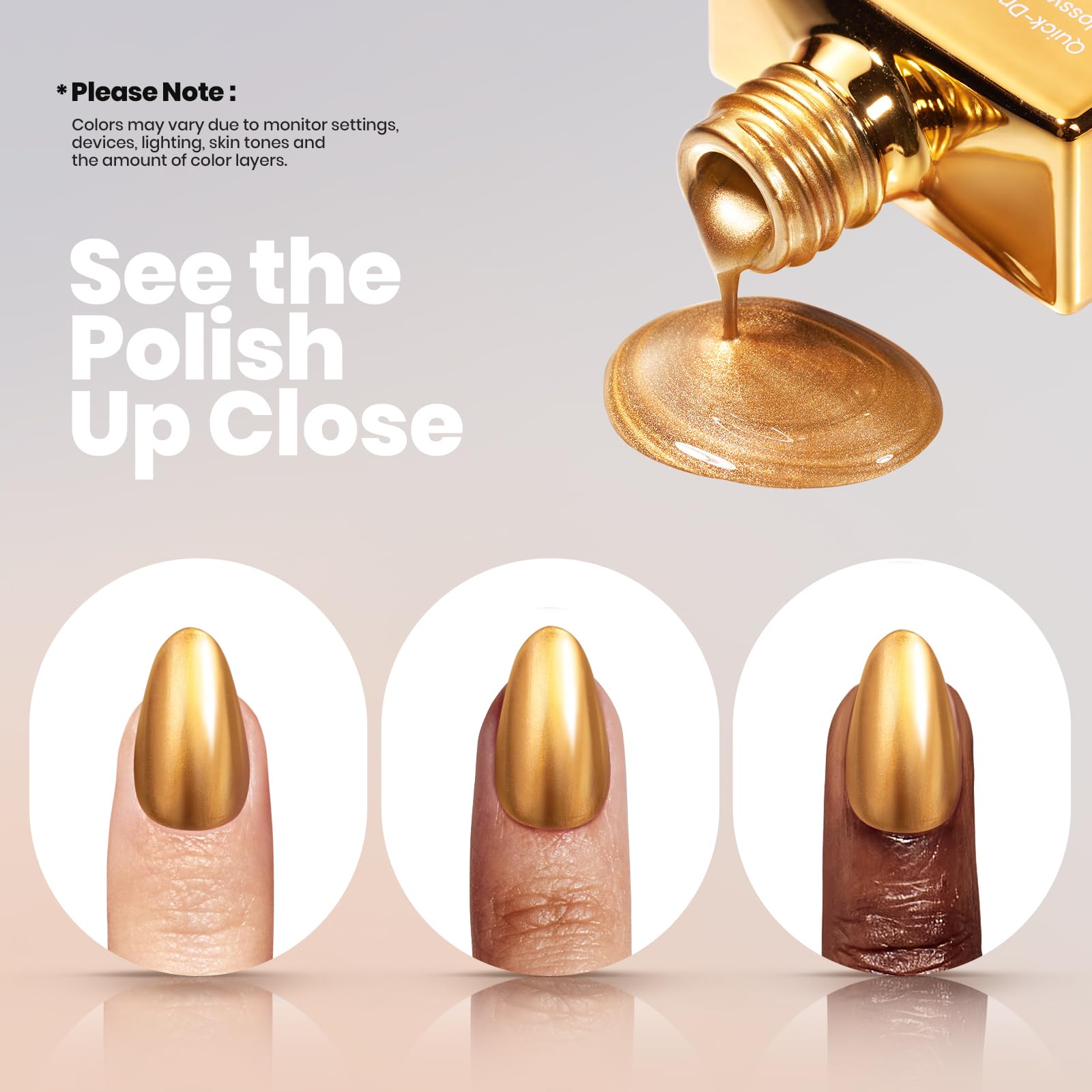 Beetles Mirror Gold, cobertura uniforme para un acabado liso y profesional.