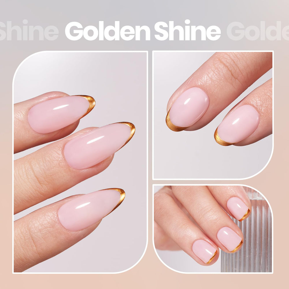 Beetles Mirror Gold, efecto metálico llamativo que realza cualquier tono de uñas.