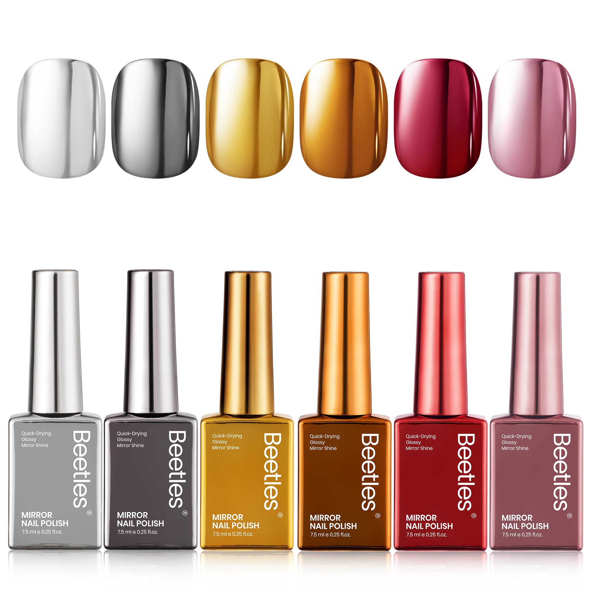 Beetles Mirror Nail Polish Set Silver chrome for dazzling, high-gloss nails.