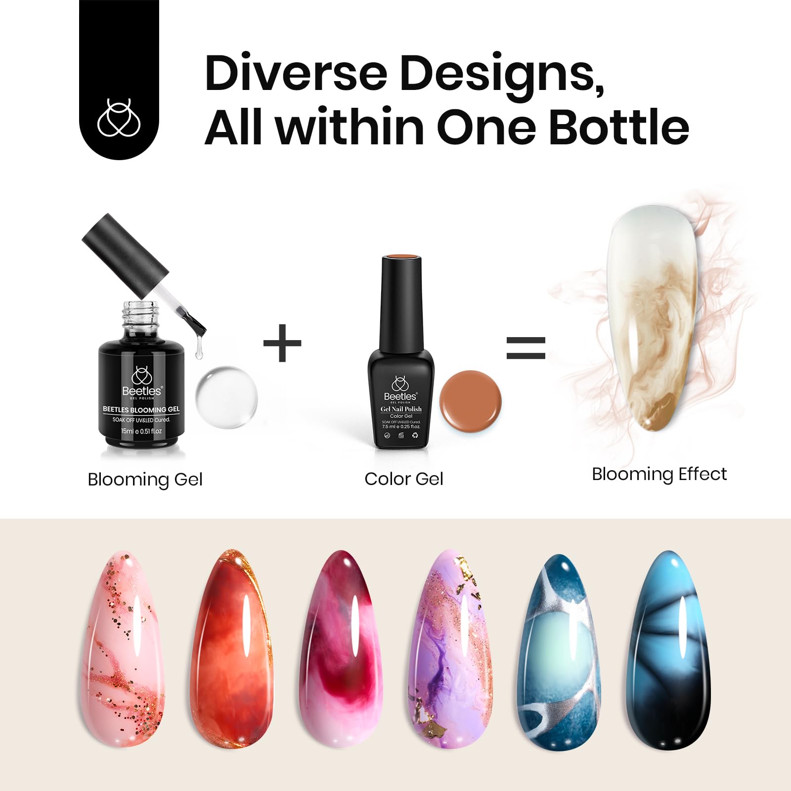 Beetles nail art brush for precise blooming effects