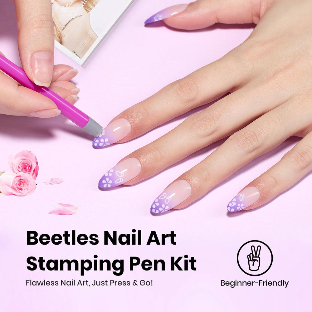 Beetles Gel Polish bolígrafo de estampado mariposas para detalles nítidos en uñas.