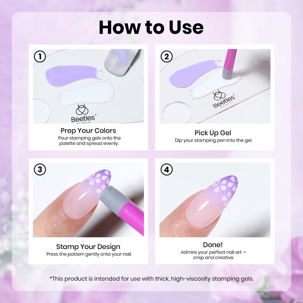 Beetles Gel Polish bolígrafo de estampado rosas para acabados elegantes en uñas.