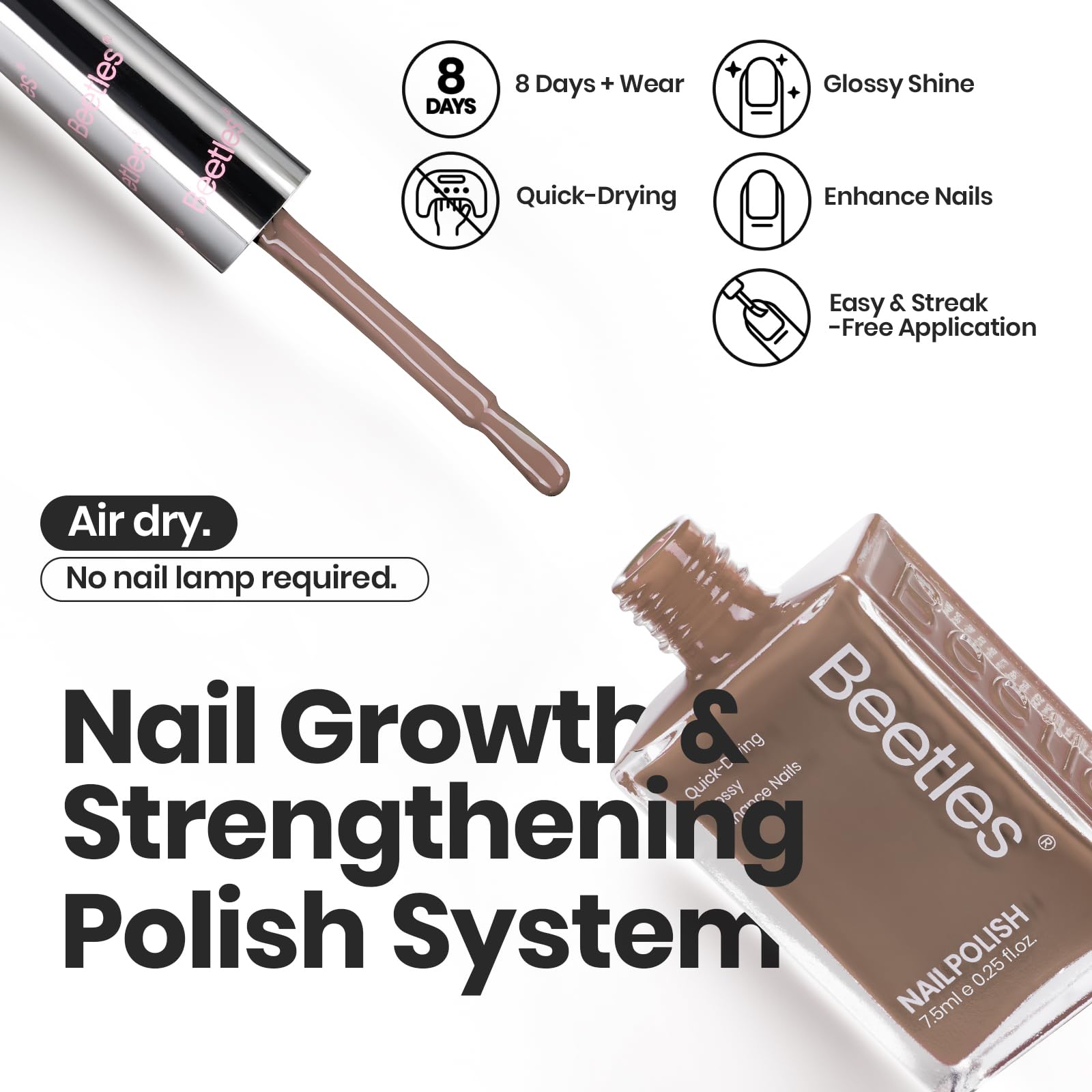 Beetles Gel Polish coconut-mousse set promotes fast natural drying in minutes.