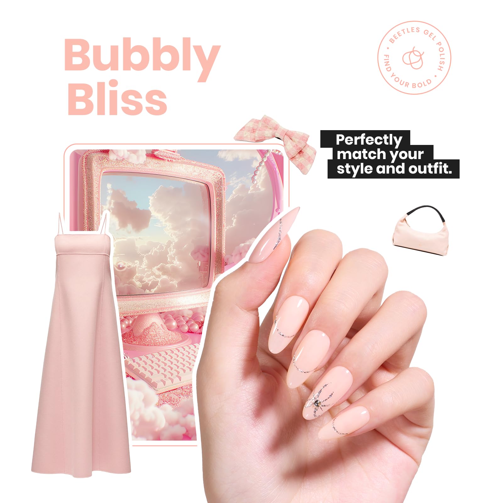 Beetles Bubble Bliss capa base que nivela rugosidades para uñas lisas.