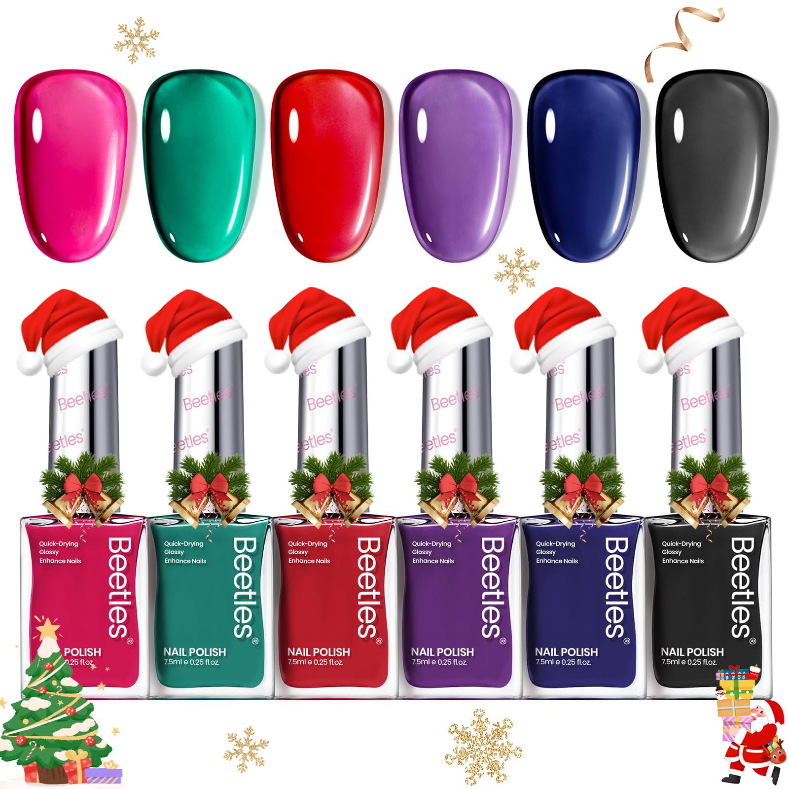 Beetles Gel Polish six-color bottle lineup showing the jelly shades.