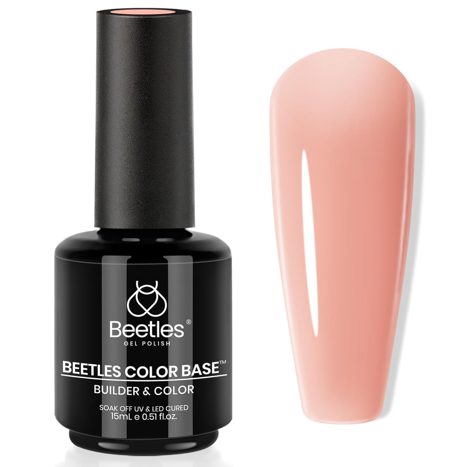 Beetles Nude Base Gel en frasco de 15 ml para acabado natural en uñas.