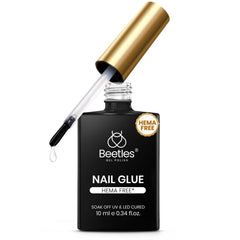 Beetles Gel Glue Uñas: botella de 10 ml sin HEMA para adherencia duradera.