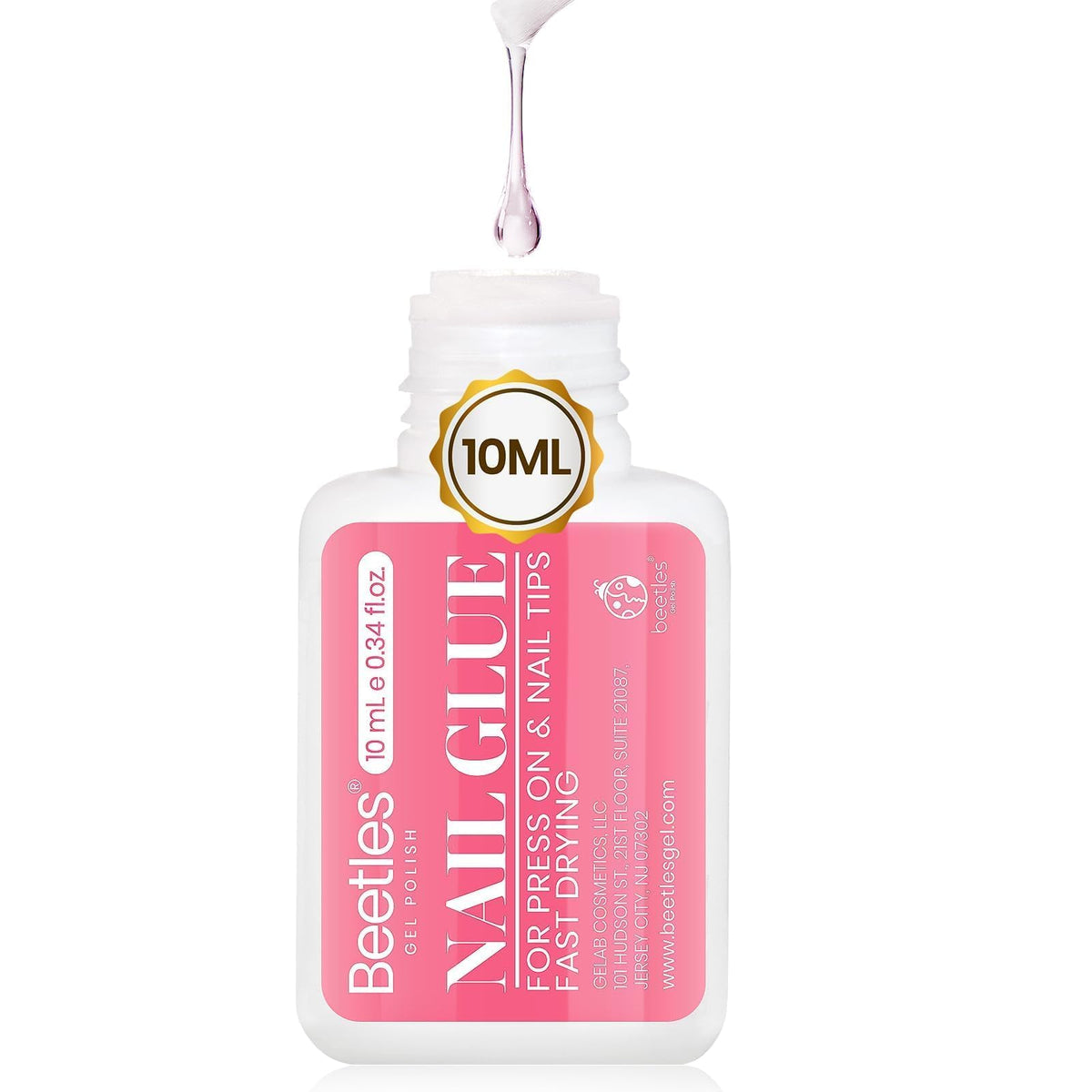 Beetles pegamento uñas 10ML en botella para aplicación precisa y fijación duradera.