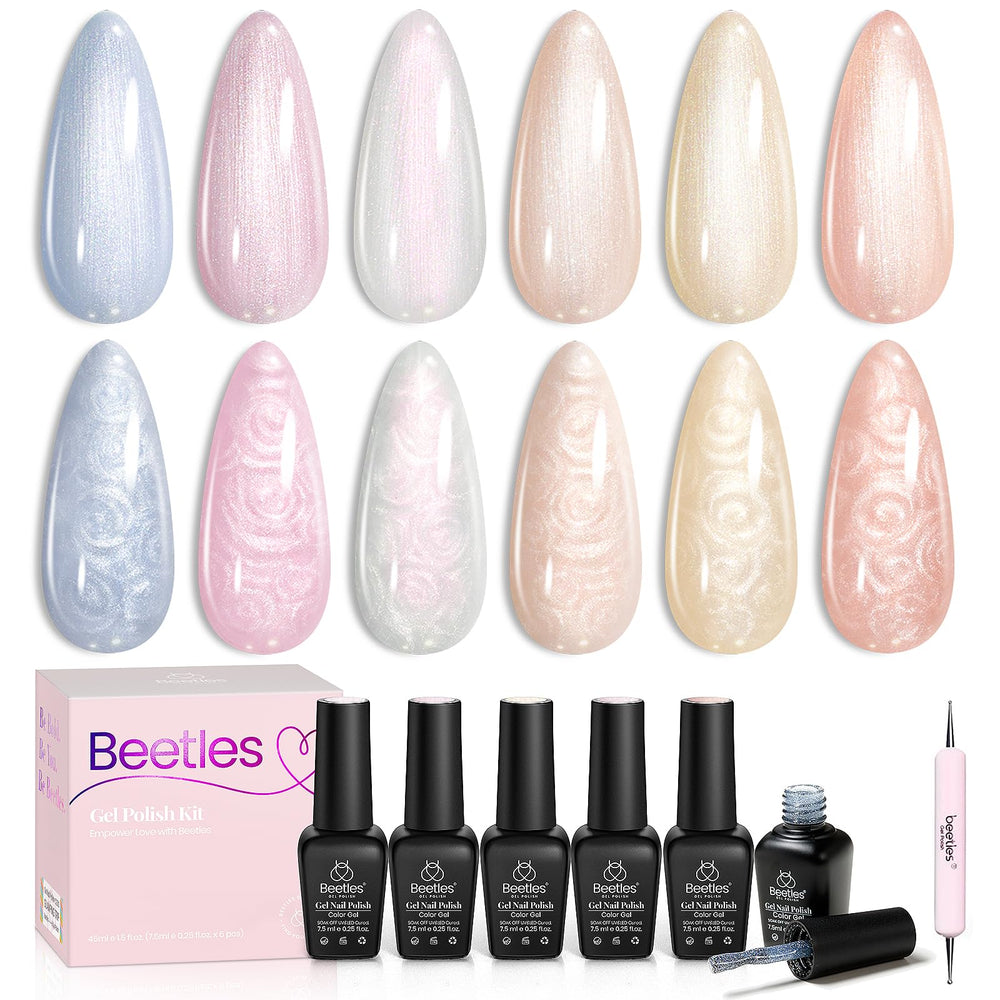 Beetles gel perlado con acabado seda, set de 6 colores.