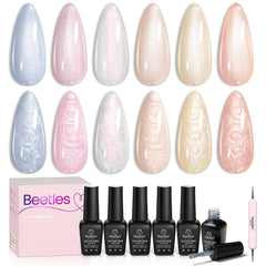 Beetles gel perlado con acabado seda, set de 6 colores.