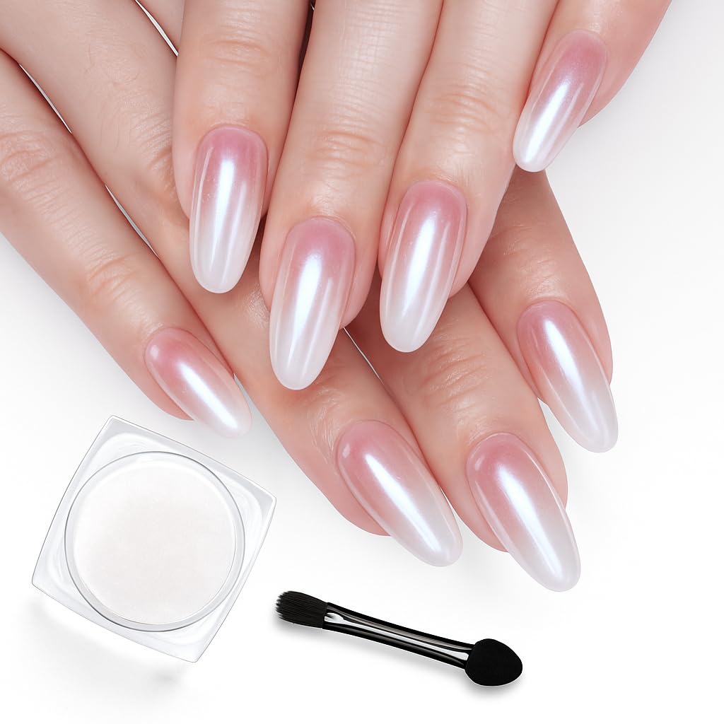 Beetles Polvo Uñas Cromo Blanco Aurora: brillo holográfico duradero para gel.