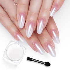 Beetles Polvo Uñas Cromo Blanco Aurora: brillo holográfico duradero para gel.