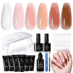 Beetles Poly Nail Gel Kit: 6 colores para uñas duraderas y naturales.