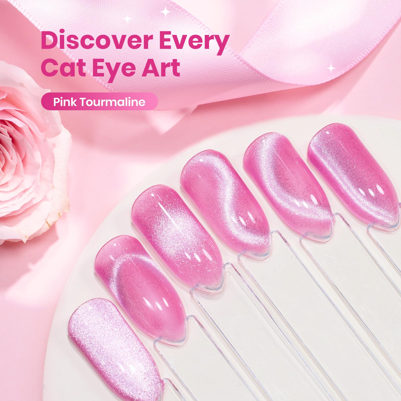 Beetles Esmalte Gel Rosa Ojo de Gato, empaque elegante para regalo especial.