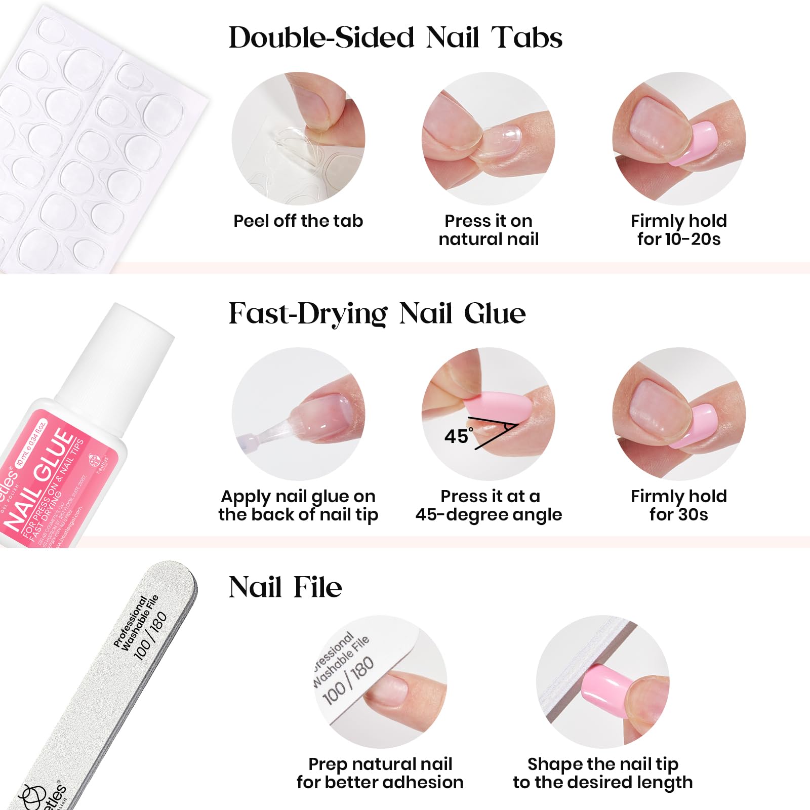 Beetles Press On Nails Kit palillos: ayuda a aplicar con precisión sin esfuerzo