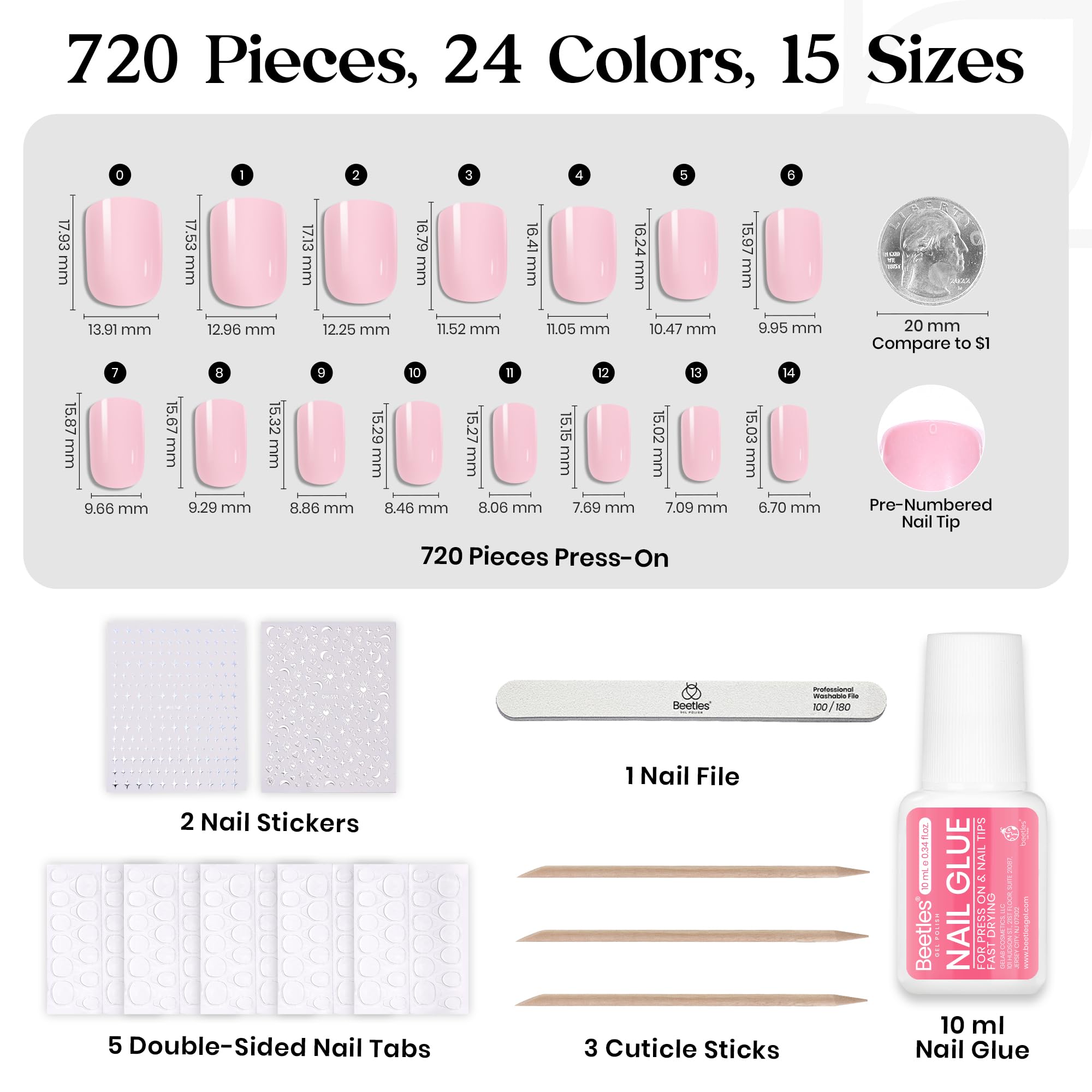 Beetles Press On Nails Kit stickers: añade detalles de arte de uñas para un estilo único
