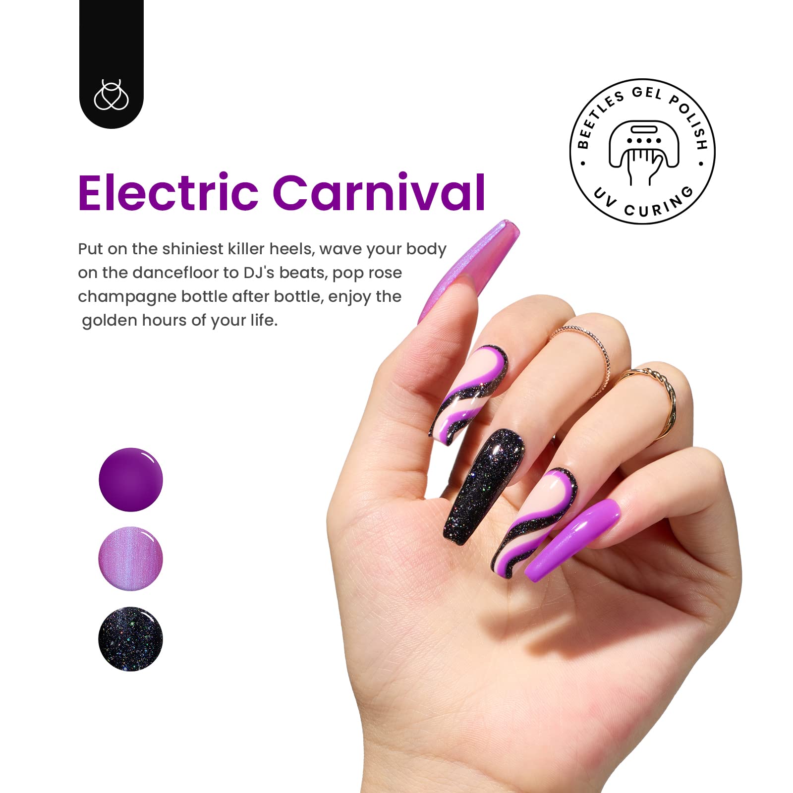Beetles purpurina rosa intenso efecto irisado para manicura creativa