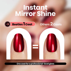 Beetles Red Chrome Nail Polish on nails with a glossy mirror glow.