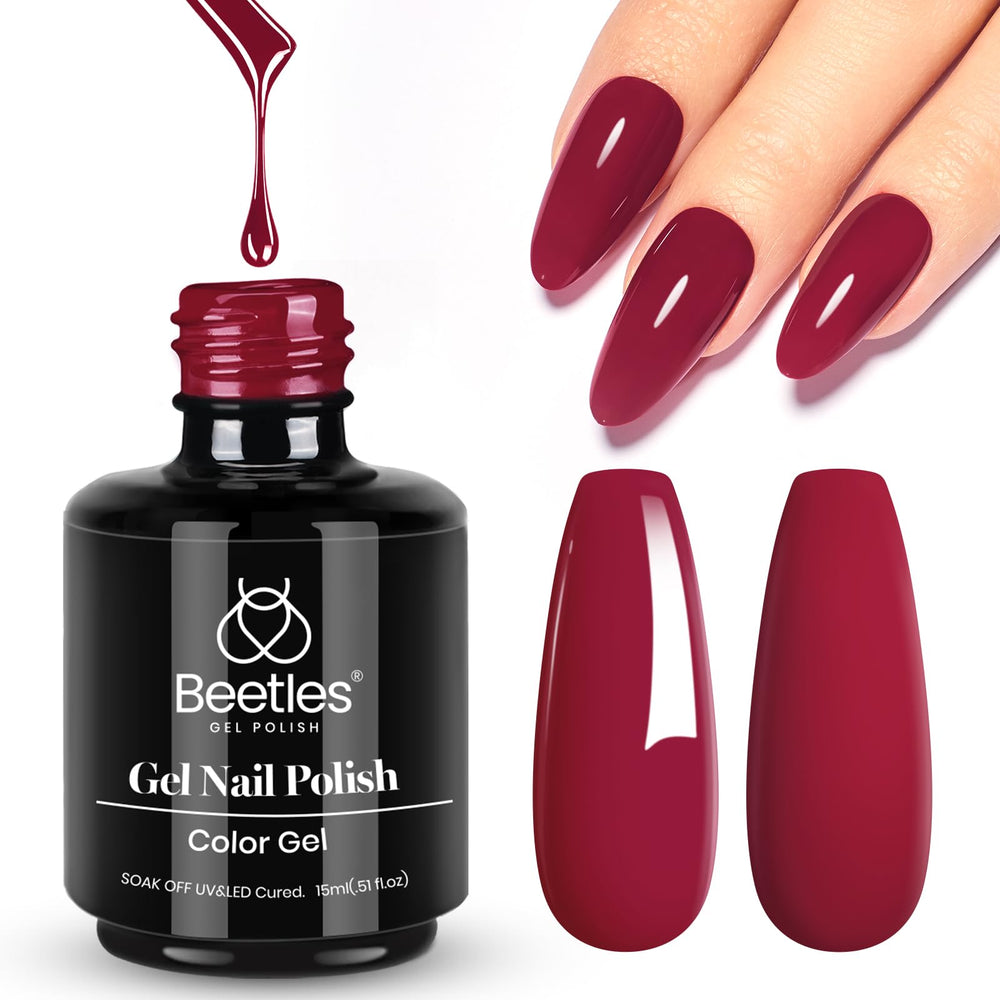 Beetles Rojo Gel: botella de 15 ml para manicura duradera.