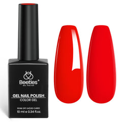 Beetles Rojo Gel Uñas: brillo resplandeciente y cobertura completa.