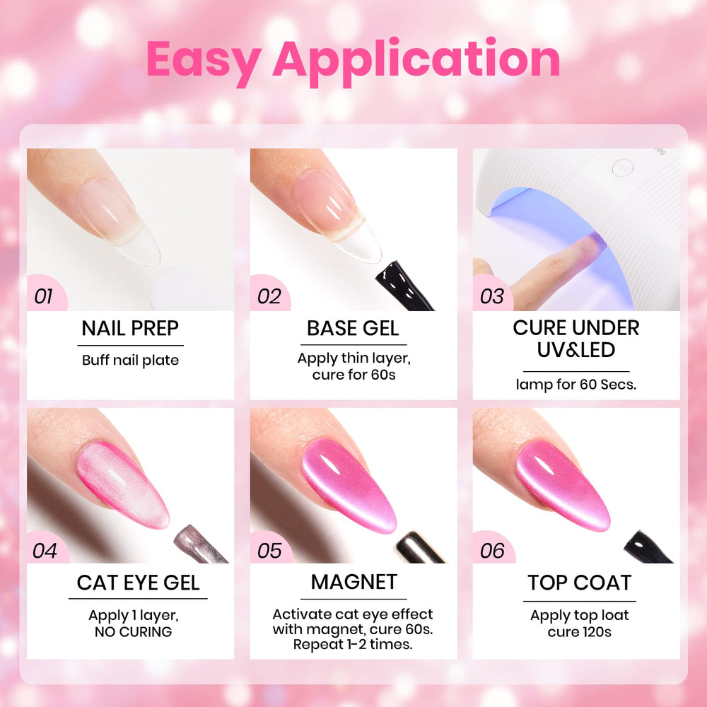 Beetles Esmalte Gel Rosa Ojo de Gato, perfecto para uso en casa o salón.