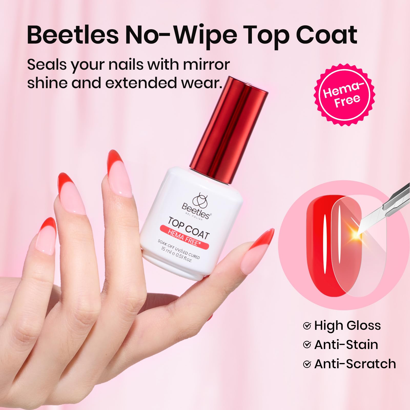 Beetles set base y top 15 ml: solución libre de irritantes para uñas sensibles.