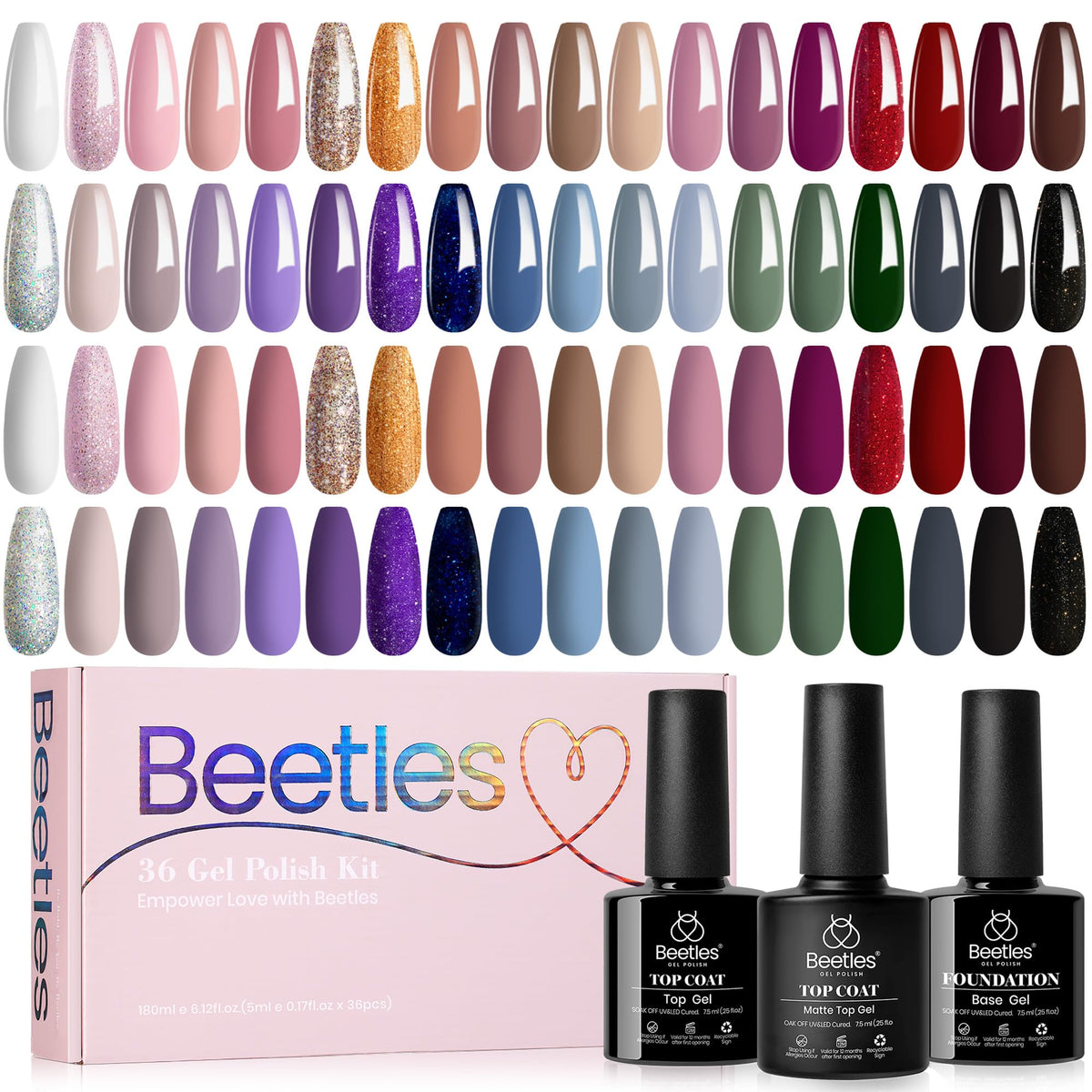 Beetles Set Invierno Esmalte Gel 36 Colores para un acabado duradero