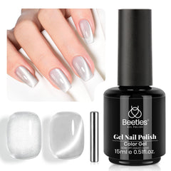Beetles Gel Polish Silver Cat Eye con imán, crea efecto ojo de gato.