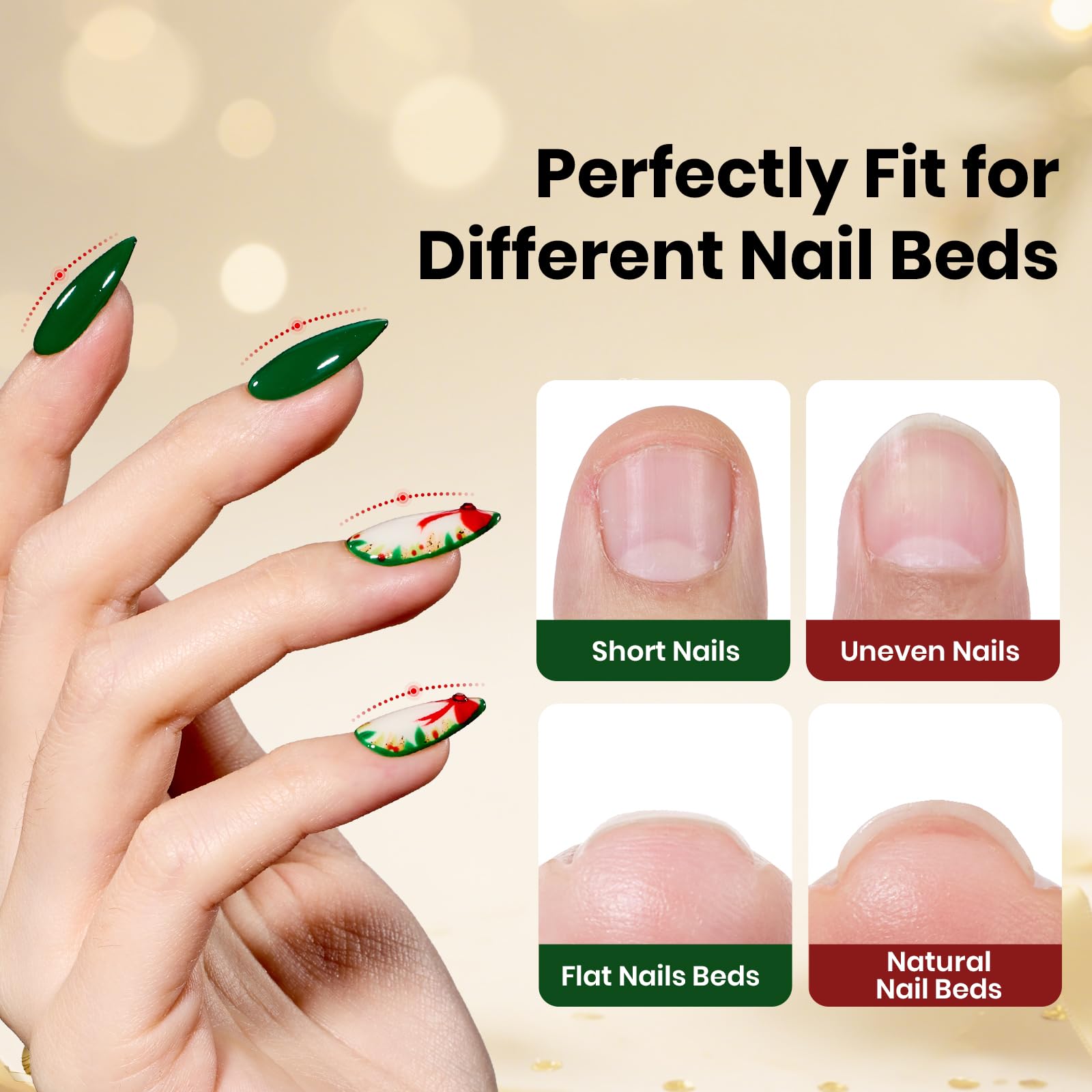 Beetles Tipex Lite almendra mediana: forma compatible con uñas reales