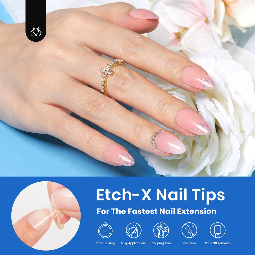 Beetles Tips de Uñas Almendra Corto Mate, ajuste cómodo