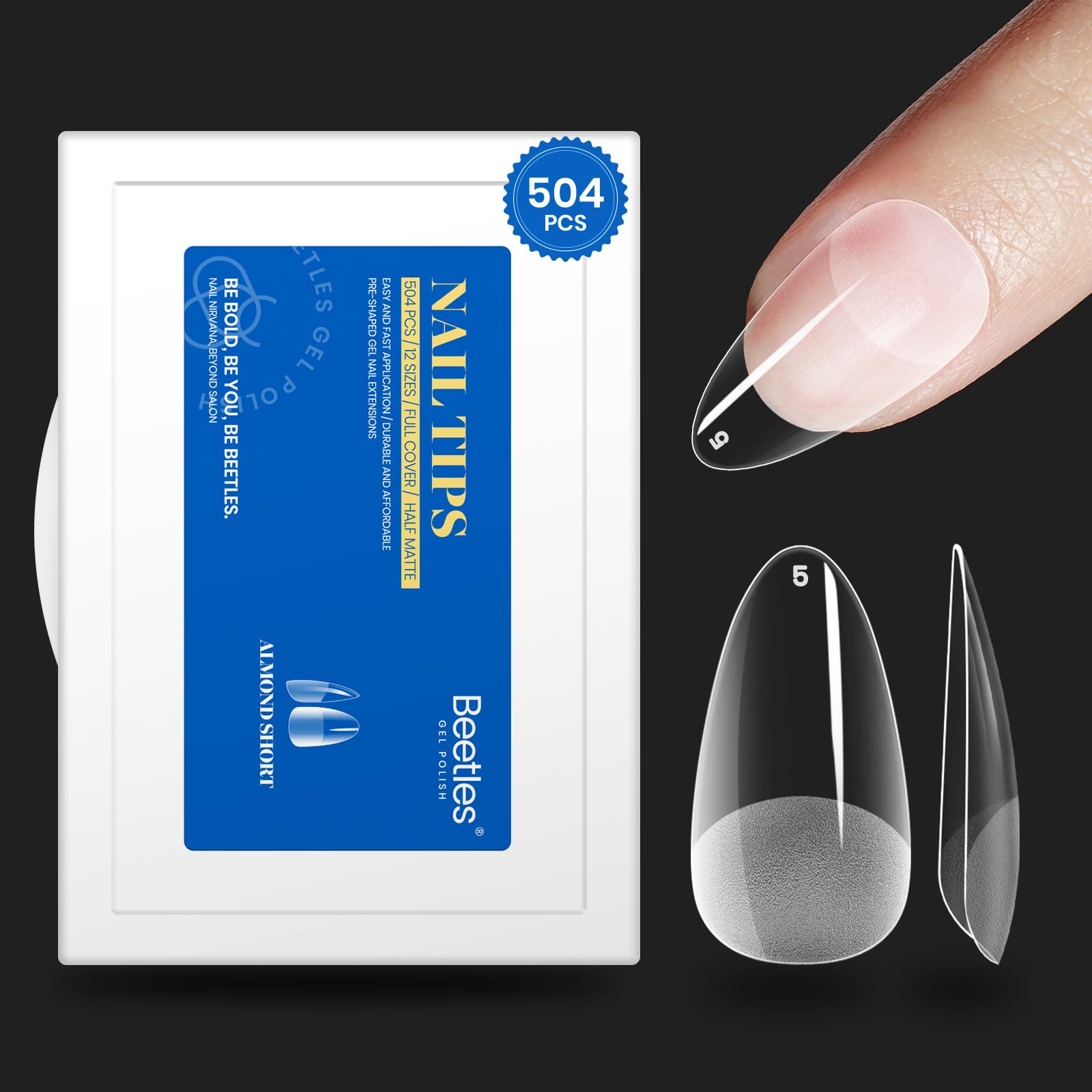 Beetles Tips de Uñas Gel, empaque 504 piezas para extensiones en casa