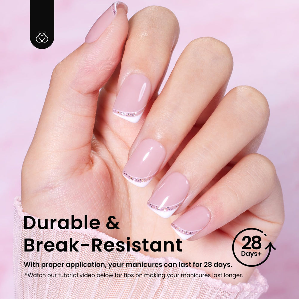 Beetles tips uñas cortas cuadradas: diseño de cubierta total para acabado natural