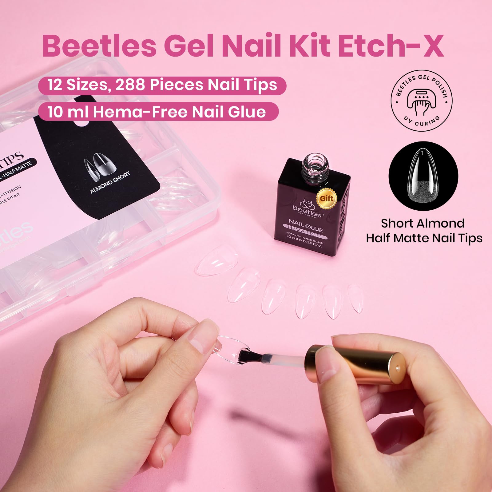 Beetles tips uñas falsas en 12 tallas para ajuste perfecto.