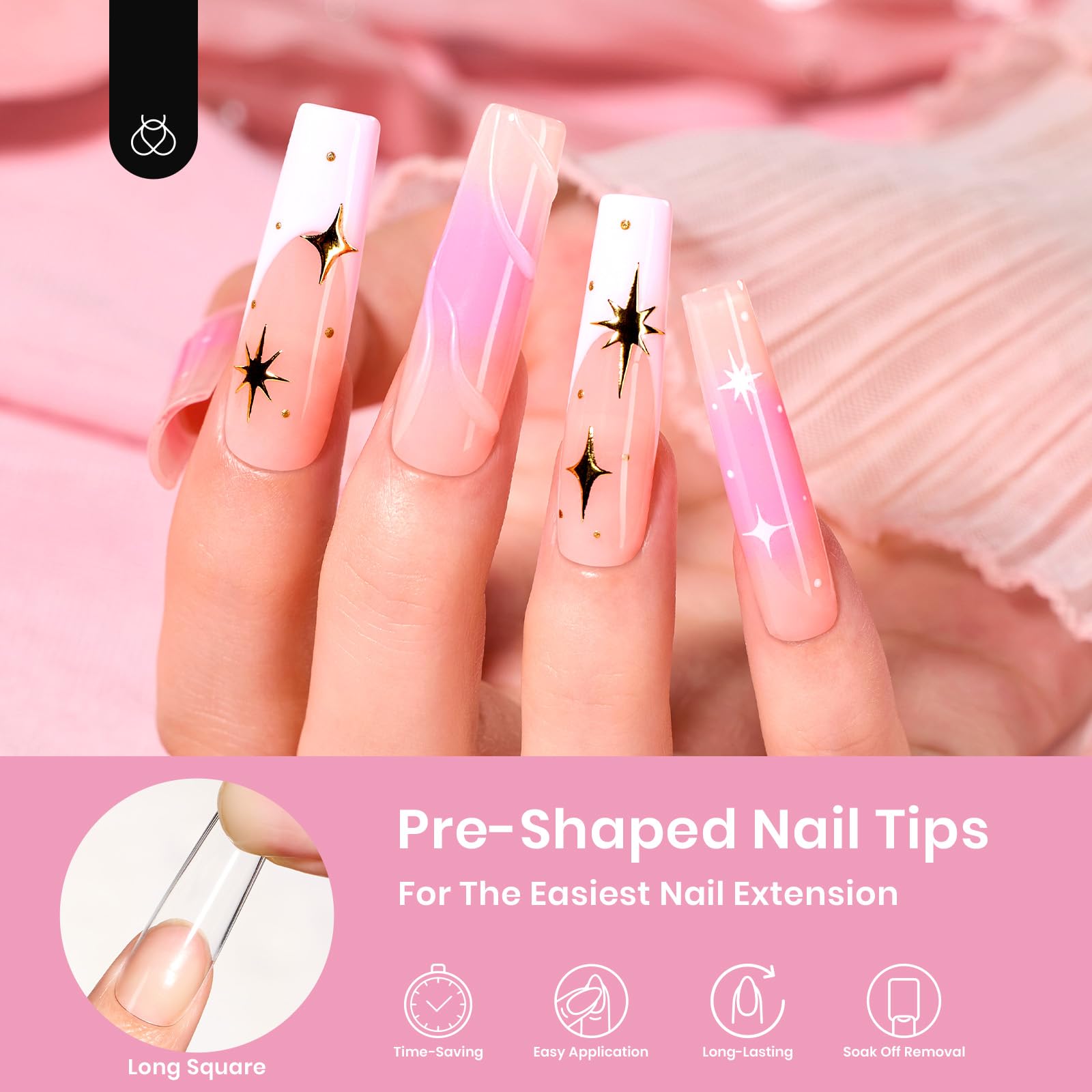 Beetles tips uñas transparentes finas para un acabado natural.