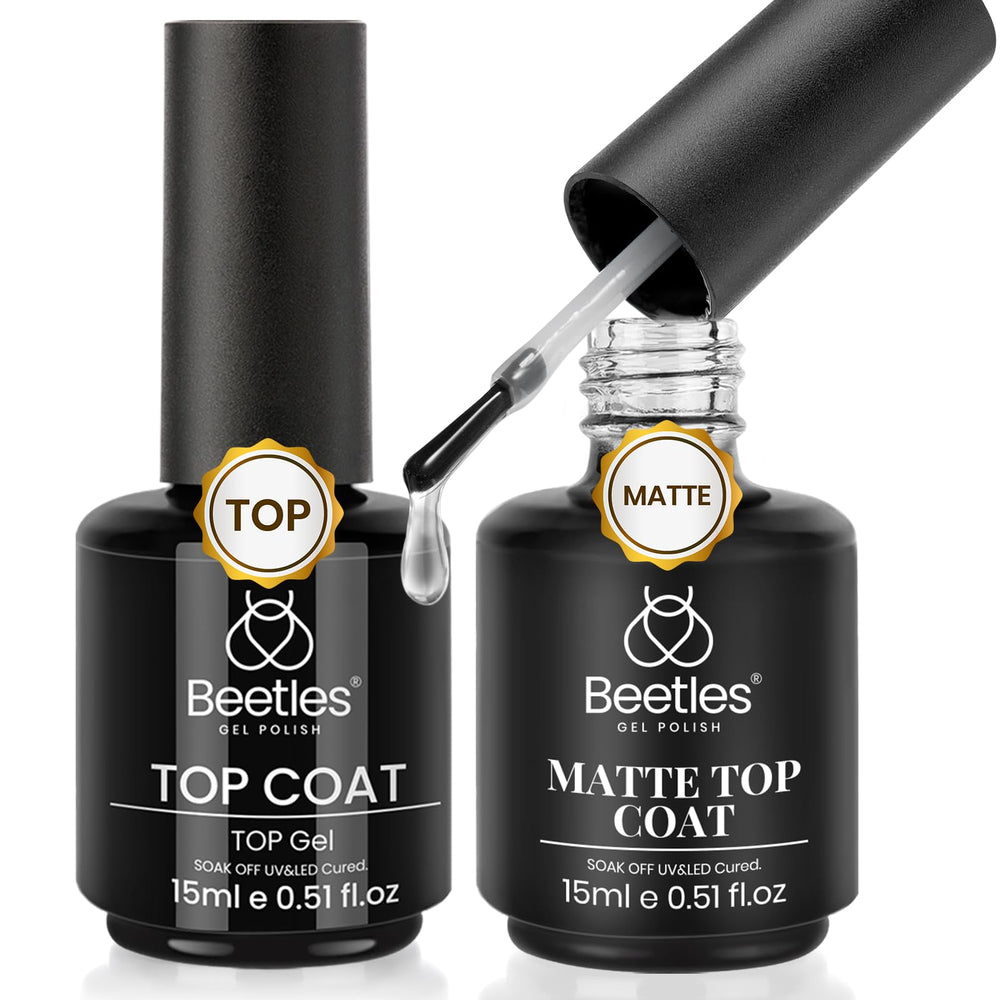 Beetles top coat gel brillo 15ml: acabado ultrabrillante para uñas.