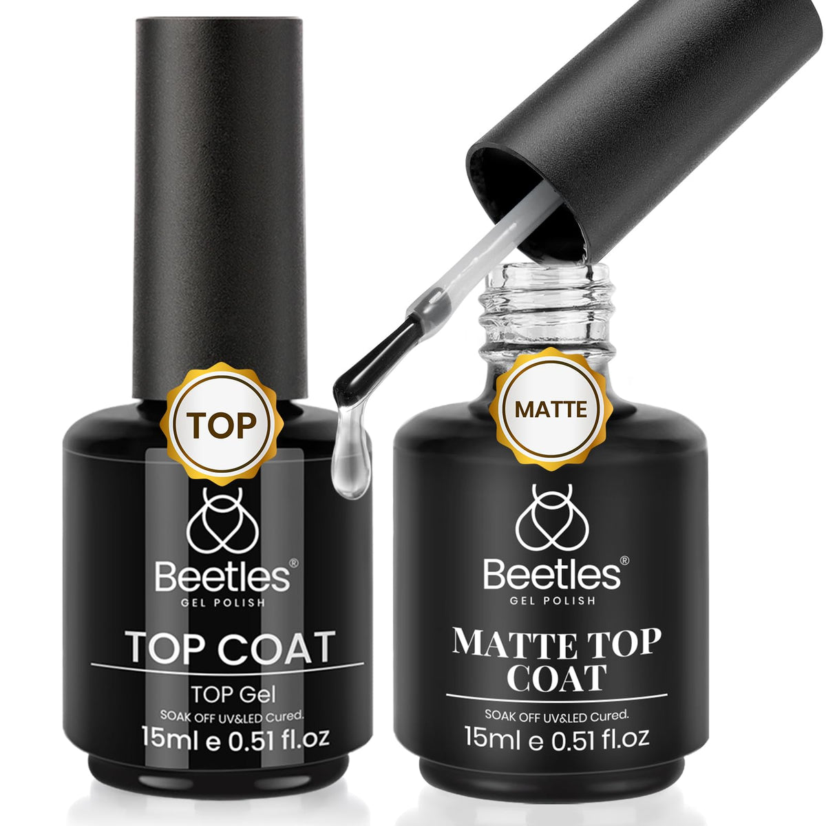 Beetles top coat gel brillo 15ml: acabado ultrabrillante para uñas.
