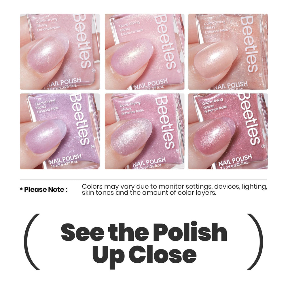 Beetles vernis rose paillettes – application fluide et fini brillant.