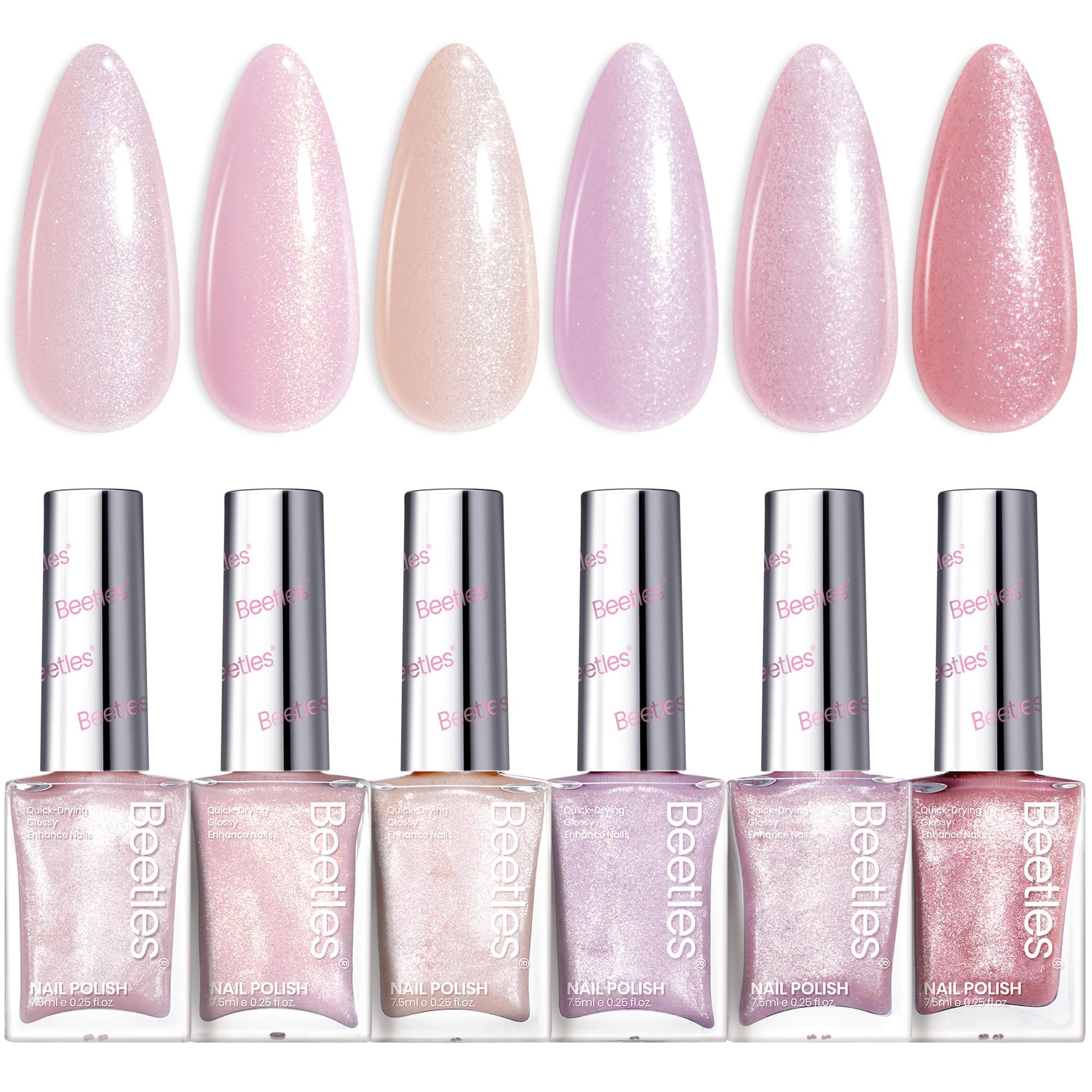 Beetles vernis rose paillettes – look travaillé pour occasions spéciales.