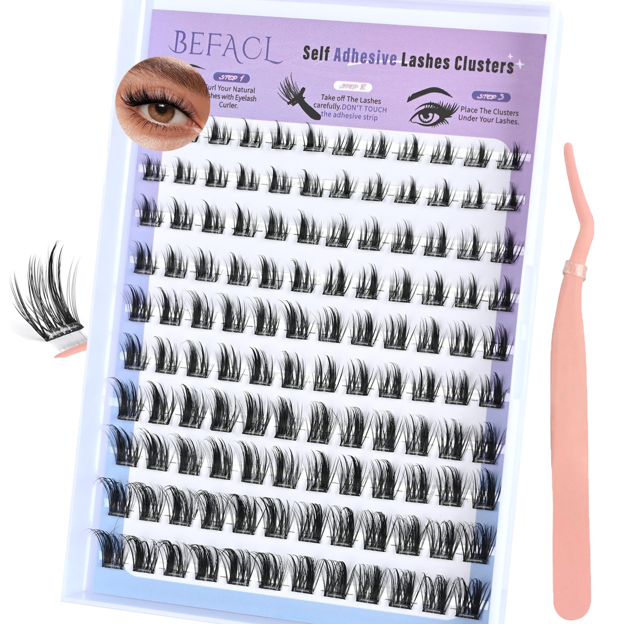 BEFACL conj-pestanas-autoadhesivas 8-18 mm para look natural